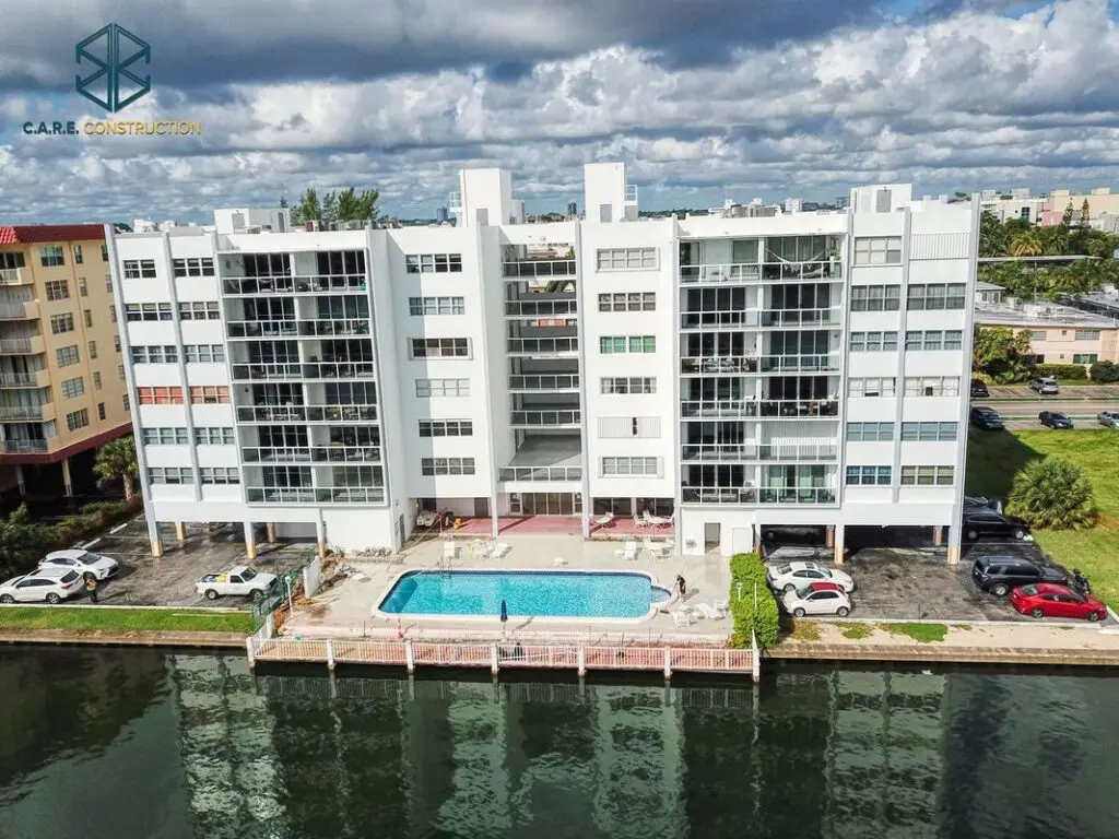 C.A.R.E.-Construction-Aerial-View-Of-Waterfront-Condo-Building