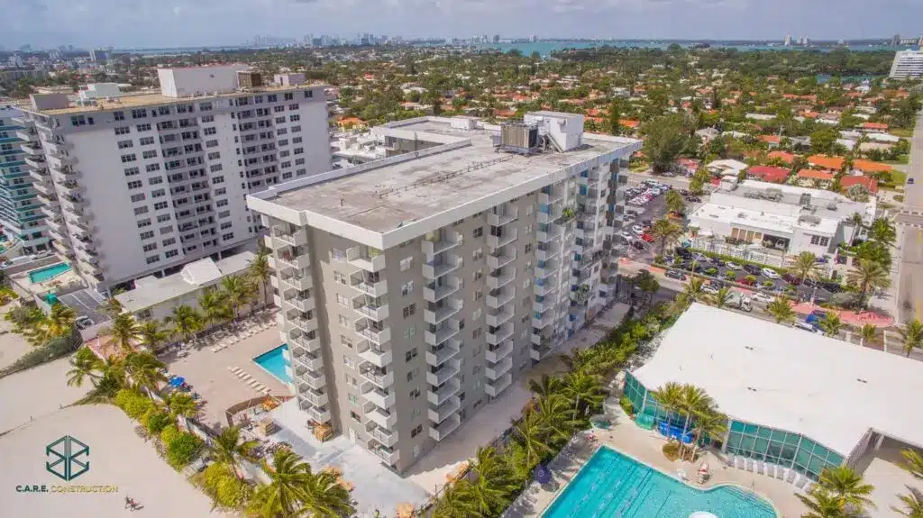C.A.R.E.-Construction-Aerial-View-Of-Beachside-Condo-Building