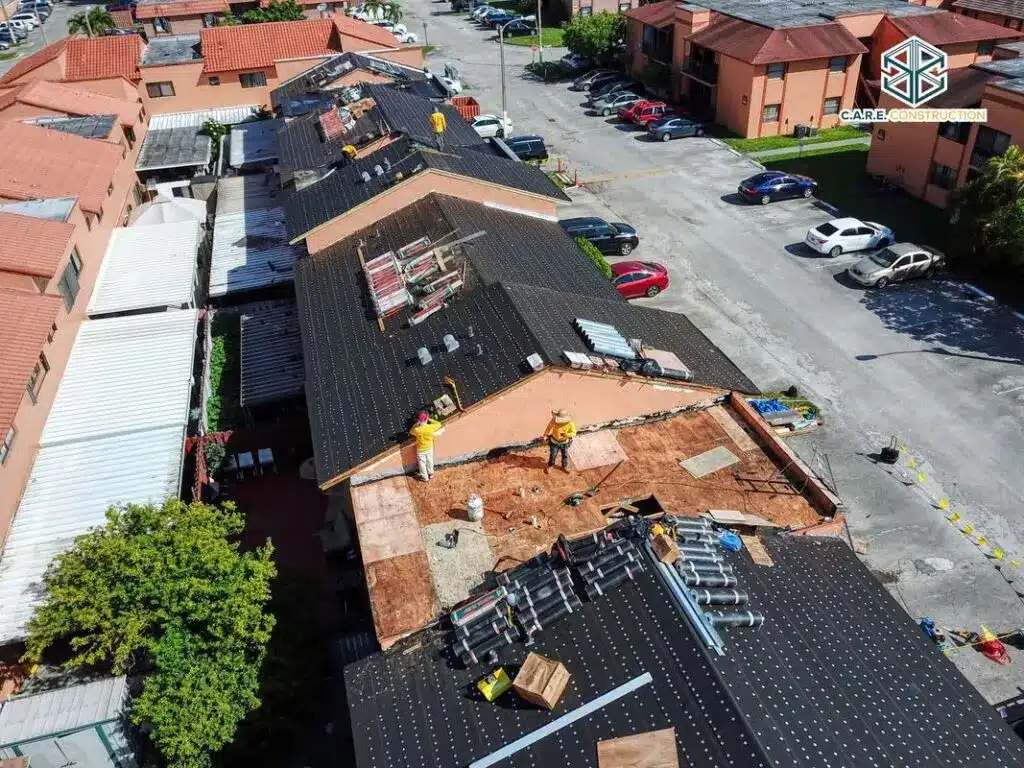 C.A.R.E.-Construction-Aerial-View-Of-Tile-Roof-Replacement