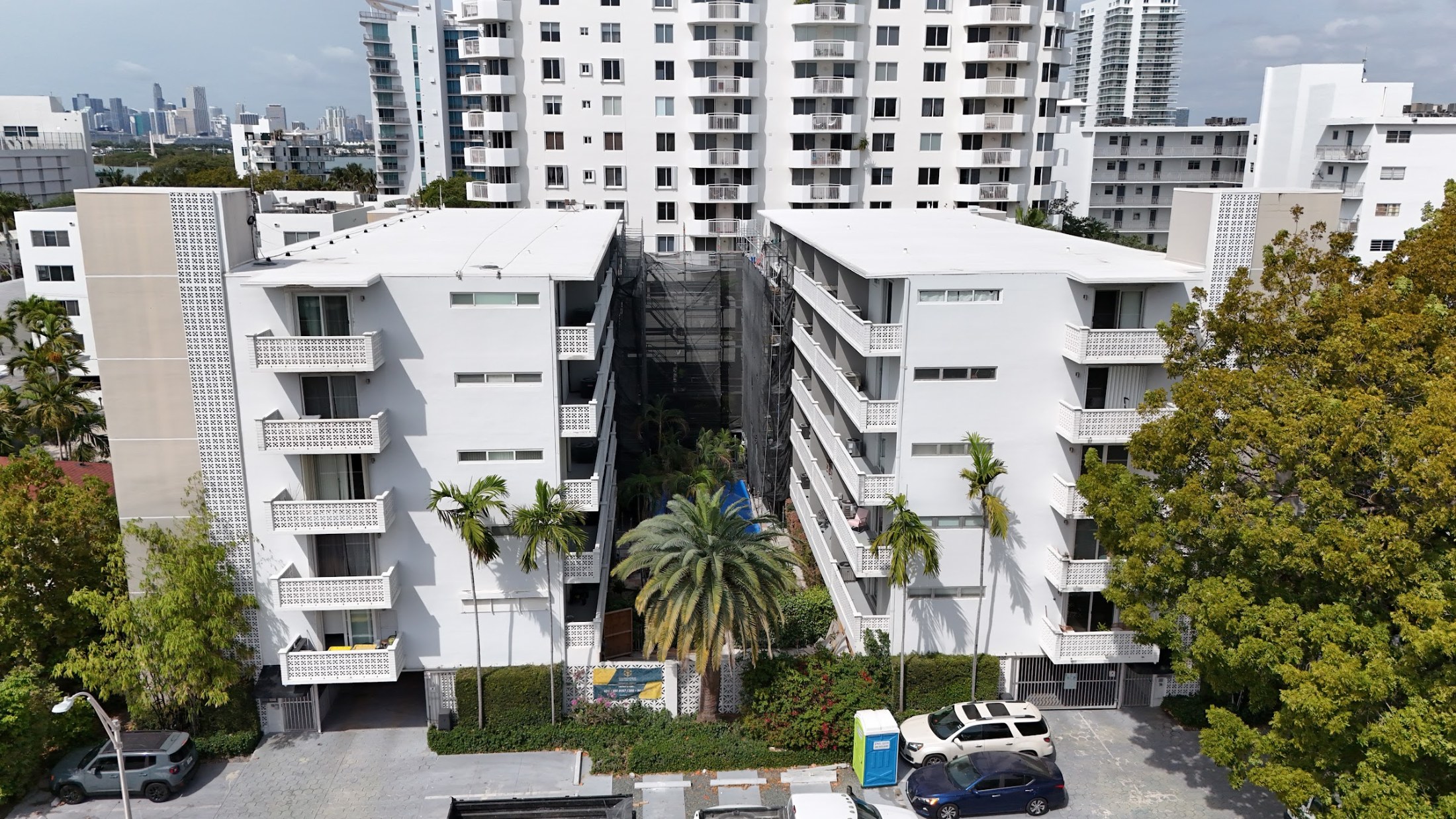 Twin Towers Condominium buildings on West Ave, Miami Beach