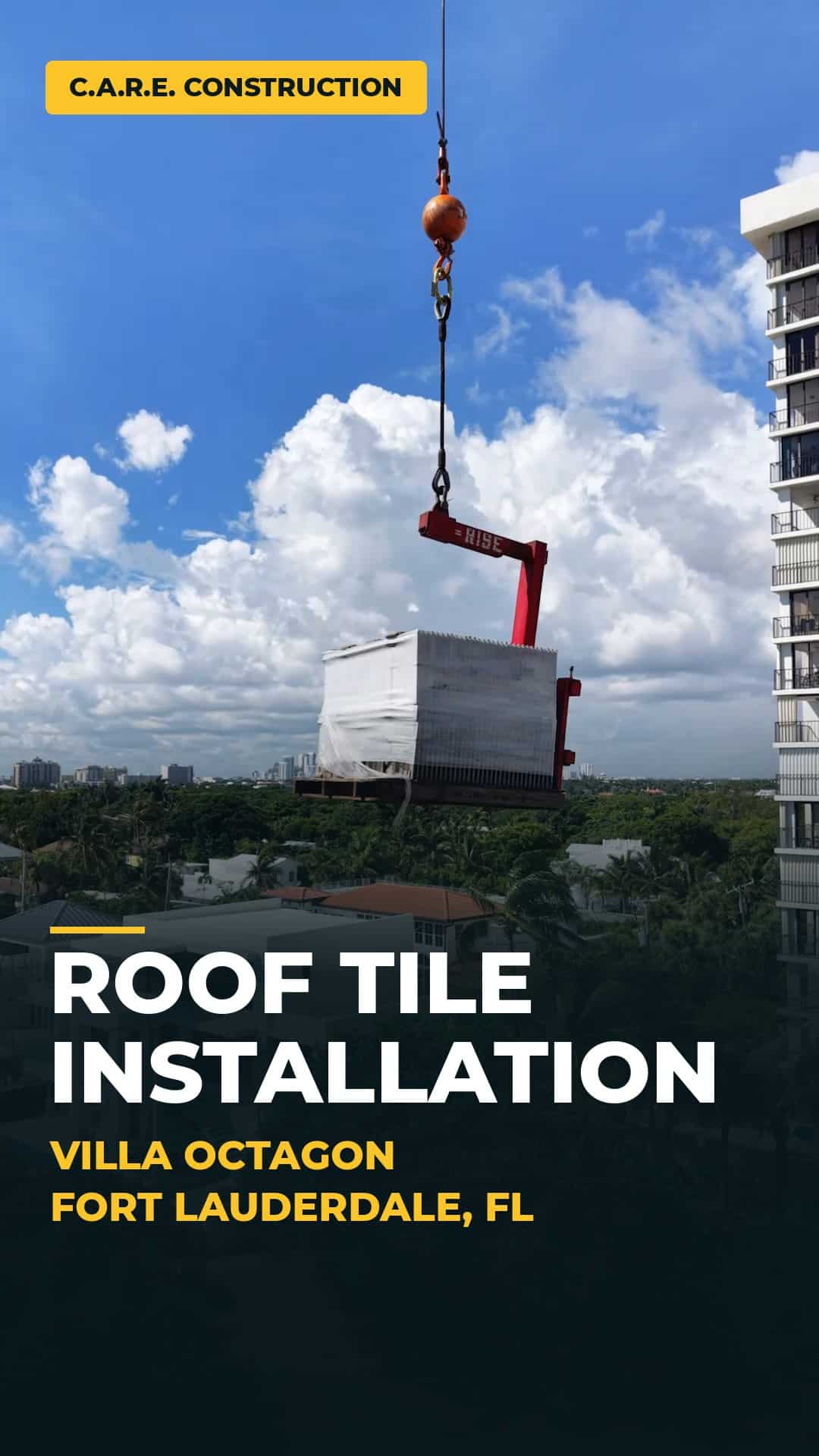 Roof tile installation at Villa Octagon, Fort Lauderdale